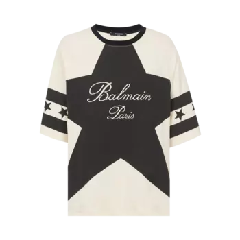 Футболка Balmain Signature Stars Bulky 'Cream/Black', кремовый
