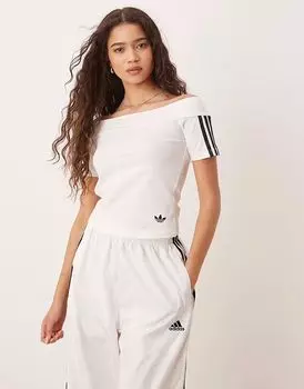 Футболка-бандо с коротким рукавом Adidas Originals Adicolor белого цвета