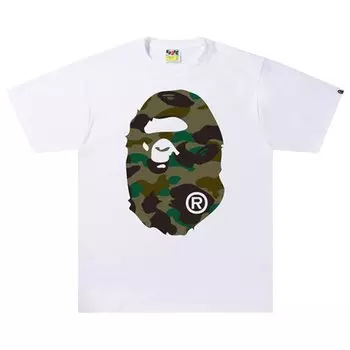 Футболка BAPE 1st Camo Big Ape Head Tee 'White/Green', белый
