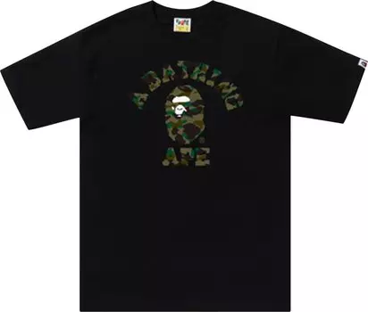 Футболка BAPE 1st Camo College Tee 'Black/Green', черный