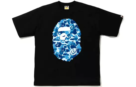 Футболка BAPE ABC Camo Big Ape Head Relaxed черного/синего цвета A Bathing Ape