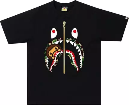 Футболка BAPE ABC Camo Milo Shark Tee 'Black/Green', черный