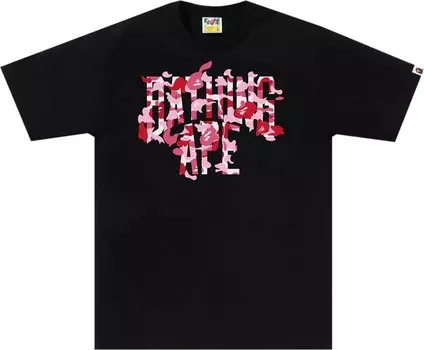 Футболка BAPE ABC Camo Rebuild NYC Logo 'Black/Pink', черный