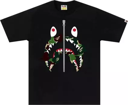 Футболка BAPE ABC Camo Rebuild Shark 'Black/Green', черный