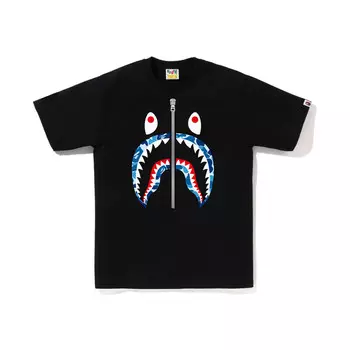 Футболка BAPE ABC Camo Shark Silver Zip Tee, белая/розовая A Bathing Ape, черный