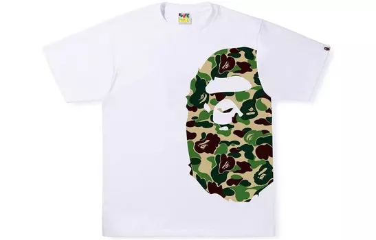 Футболка BAPE ABC Camo Side Big Ape Head, белая/зеленая A Bathing Ape, белый/синий