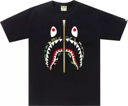 Футболка BAPE ABC Gold Zip Shark T-Shirt 'Black', черный