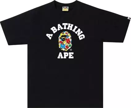Футболка BAPE Baby Milo Alphabet College Tee 'Black', черный