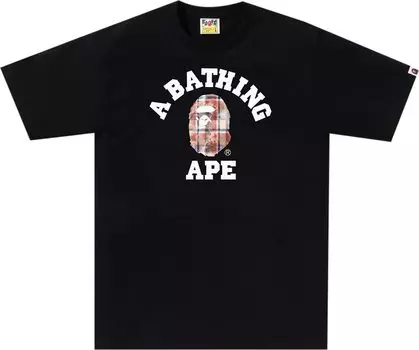 Футболка BAPE Bleach Check College 'Black', черный