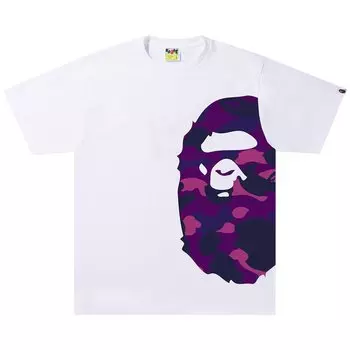 Футболка BAPE Camo Side Ape Head, Белый/Фиолетовый