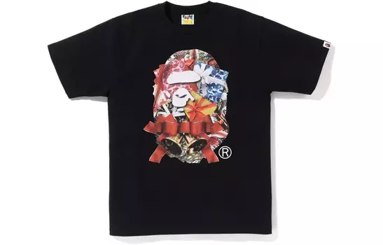 Футболка BAPE Christmas Ape Head FW22 черная A Bathing Ape, черный