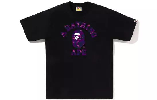 Футболка BAPE Color Camo College, весна-лето 23 A Bathing Ape, черный/синий
