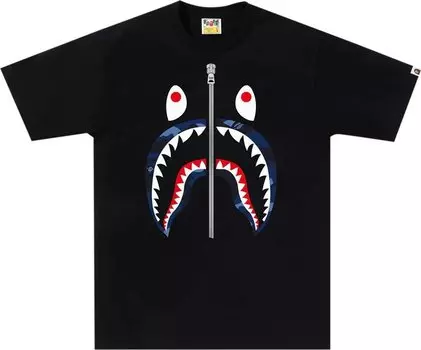 Футболка BAPE Color Camo Shark 'Black/Navy', черный