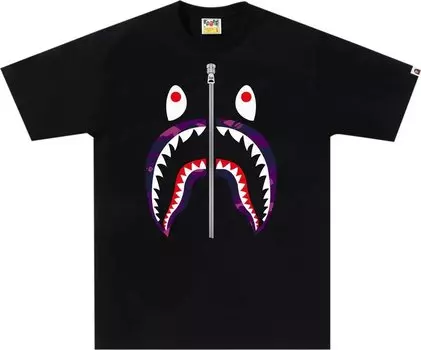 Футболка BAPE Color Camo Shark 'Black/Purple', черный