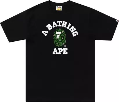 Футболка BAPE Distortion College Tee 'Black/Green', черный
