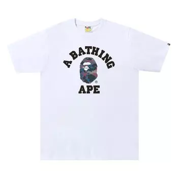 Футболка BAPE Grid Camo College Tee 'White/Purple', белый