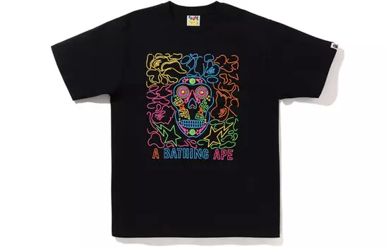 Футболка BAPE Halloween Neon Mexican Skull A Bathing Ape, черный