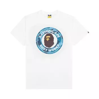 Футболка BAPE Honeycomb Camo Busy Works, цвет Белый/Синий