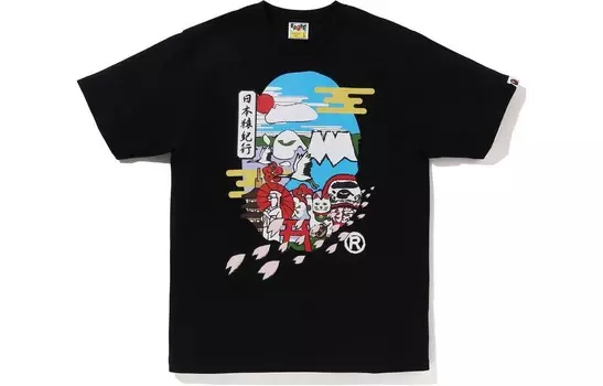 Футболка BAPE Japan Culture с изображением головы обезьяны A Bathing Ape, черный