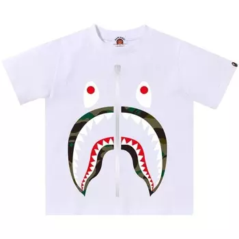 Футболка BAPE Kids 1st Camo Shark Tee, цвет White/Green