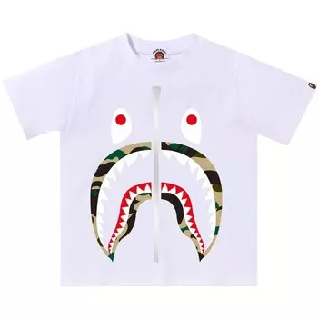 Футболка BAPE Kids 1st Camo Shark Tee, цвет White/Yellow