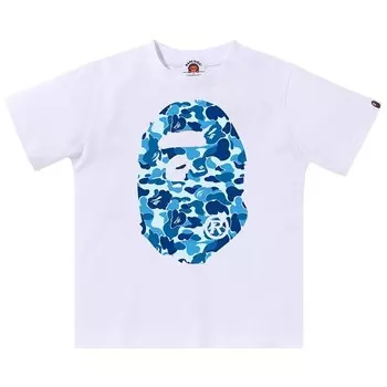 Футболка BAPE Kids ABC Camo Big Ape Head Tee, цвет White/Blue