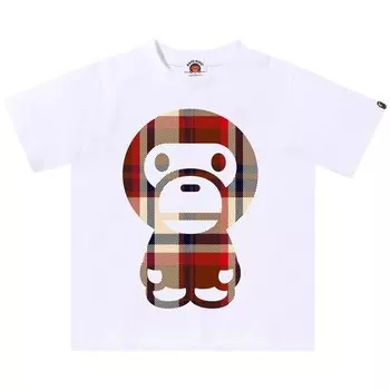 Футболка BAPE Kids Check Big Baby Milo Tee, белый