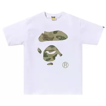 Футболка BAPE Layered Line Camo Ape Face 'White/Beige', белый