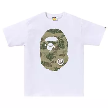 Футболка BAPE Layered Line Camo Big Ape Head 'White/Beige', белый