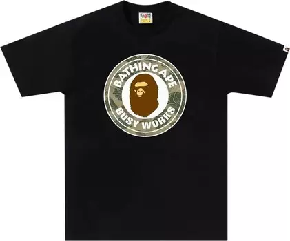 Футболка BAPE Layered Line Camo Busy Works 'Black/Beige', черный