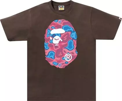 Футболка BAPE Liquid Camo Big Ape Head 'Brown', коричневый