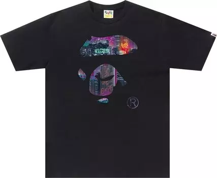 Футболка BAPE Neon Tokyo Ape Face Tee 'Black', черный
