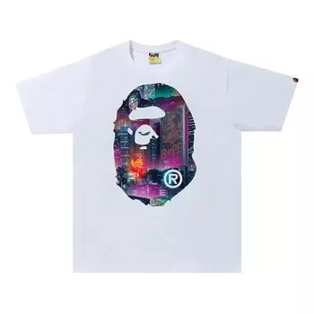 Футболка BAPE Neon Tokyo Big Ape Head Tee 'White', белый