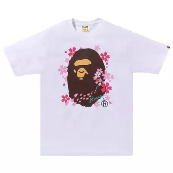 Футболка BAPE Sakura Ape Head 'White', белый
