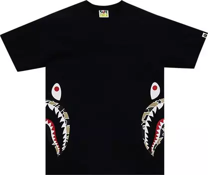 Футболка BAPE Sta Camo Side Shark Tee 'Black/Yellow', черный