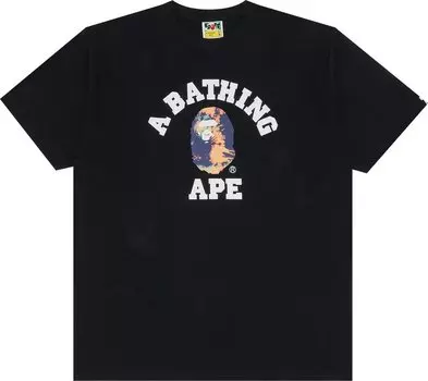 Футболка BAPE Tie Dye College Tee 'Black/Navy', черный