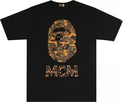 Футболка BAPE x MCM Camo Ape Head T-Shirt 'Black', черный
