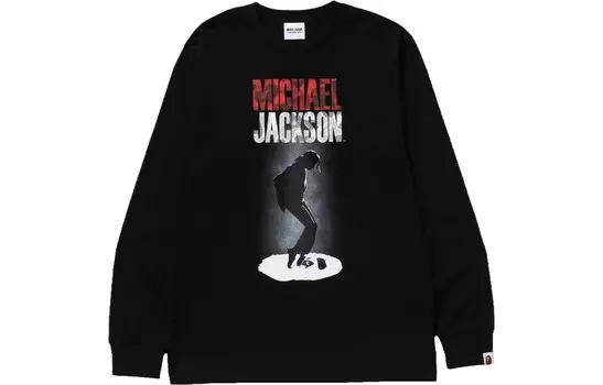 Футболка BAPE X Michael Jackson с длинным рукавом A Bathing Ape, черный