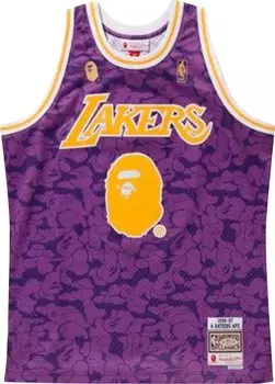 Футболка BAPE x Mitchell & Ness Lakers ABC Basketball Swingman Jersey 'Purple', фиолетовый