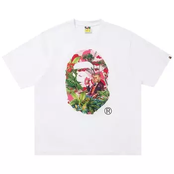 Футболка BAPE x Monkey 47 Ape Head, цвет Белый/Розовый