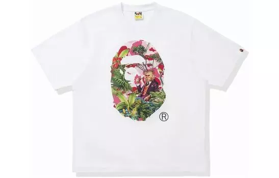 Футболка Bape X Monkey 47 с изображением обезьяны A BATHING APE, белый/розовый