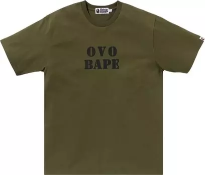 Футболка BAPE x OVO Stencil Logo 'Olive Drab', зеленый