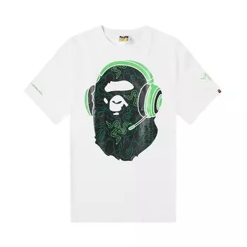 Футболка BAPE x Razer Neon Camo Ape Head Tee 'White', белый
