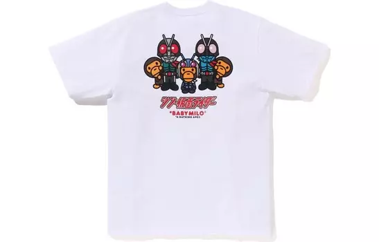 Футболка BAPE X Shin Kamen Rider #1 Baby Milo черная A Bathing Ape, белый