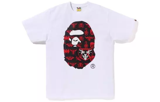 Футболка BAPE X Shin Kamen Rider Ape Head белая A Bathing Ape, белый