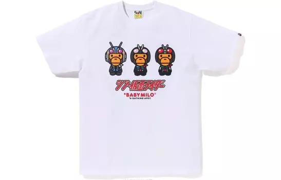 Футболка BAPE X Shin Kamen Rider Baby Milo белая A Bathing Ape, черный