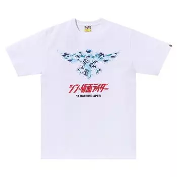 Футболка BAPE x Shin Kamen Rider Shocker Emblem 'White/Blue', белый
