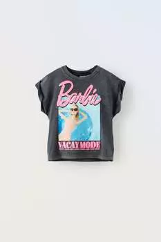 Футболка barbie mattel Zara, антрацитово-серый
