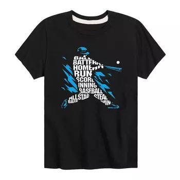 Футболка Baseball Batter Words для мальчиков 8–20 лет Licensed Character, черный