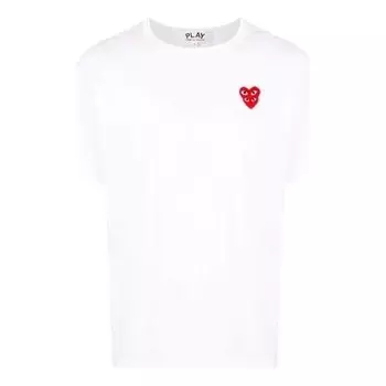 Футболка basic t-shirt red family heart 'white' Comme Des Garcons Play, белый